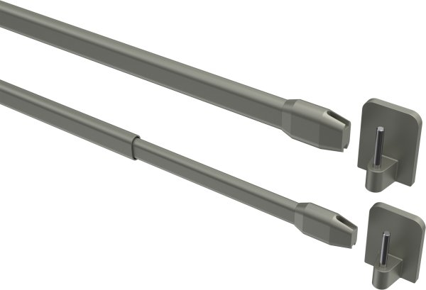 Vitragestangen mit Klebehaken Metall / Kunststoff Geno Silbergrau (2 Stück) ausziehbar 30-50 cm