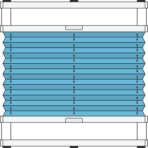 Dachfenster Plissee Modell DF20 M, verspannt, variabel mit Bediengriffen