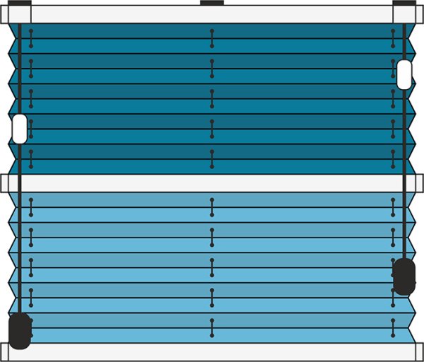 Plissee Modell F3 Tag-Nacht, freihängend mit Schnurbedienung