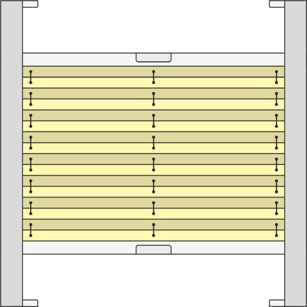 Dachfenster Plissee Modell PDB41, verspannt, variabel mit Bediengriffen