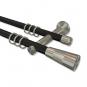 10203312-102939 Gardinenstange Metall 20 mm Ø 2-läufig PLATON - Tanara Schwarz / Edelstahl-Optik