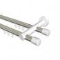 10213112-103932 Innenlauf Gardinenstange Aluminium / Metall 20 mm Ø 2-läufig PLATON - Santo Edelstahl-Optik / Weiß