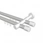 10213126-103332 Innenlauf Gardinenstange Aluminium / Metall 20 mm Ø 2-läufig PRESTIGE - Santo Silbergrau / Weiß