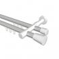 10214626-103332 Innenlauf Gardinenstange Aluminium / Metall 20 mm Ø 2-läufig PRESTIGE - Sitra Silbergrau / Weiß
