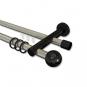 10223612-103929 Rundrohr-Innenlauf Gardinenstange Aluminium / Metall 20 mm Ø 2-läufig PLATON - Luino Edelstahl-Optik / Schwarz