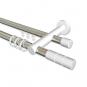10223812-103932 Rundrohr-Innenlauf Gardinenstange Aluminium / Metall 20 mm Ø 2-läufig PLATON - Elanto Edelstahl-Optik / Weiß