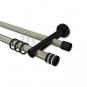 10224112-103929 Rundrohr-Innenlauf Gardinenstange Aluminium / Metall 20 mm Ø 2-läufig PLATON - Estana Edelstahl-Optik / Schwarz
