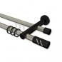10224212-103929 Rundrohr-Innenlauf Gardinenstange Aluminium / Metall 20 mm Ø 2-läufig PLATON - Zoena Edelstahl-Optik / Schwarz