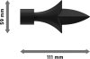 Endstücke Lily (Lilie) Schwarz für Gardinenstangen ausziehbar 16/13 mm Ø (2 Stück) 