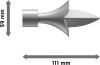 Endstücke Lily (Lilie) Silbergrau für Gardinenstangen ausziehbar 16/13 mm Ø (2 Stück) 