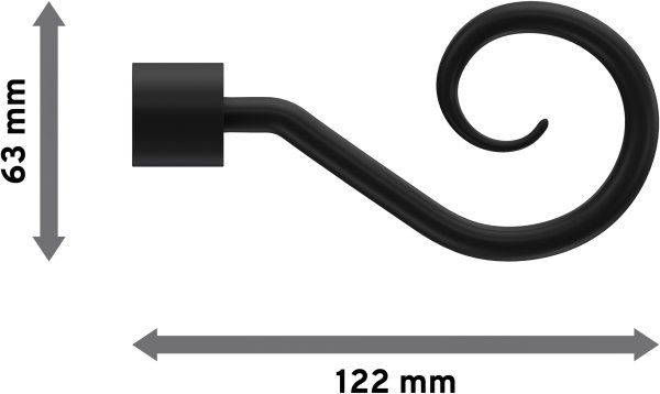Endstücke Helix (Spirale) Schwarz für Gardinenstangen ausziehbar 16/13 mm Ø (2 Stück)