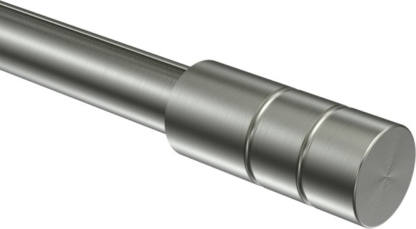 Endstücke Caras (Rillenzylinder) Edelstahl-Optik für Gardinenstangen 16 mm Ø (2 Stück)