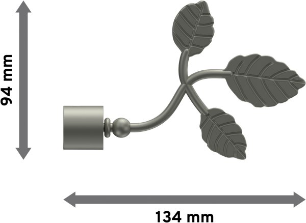 Endstücke Alessia (Blatt) Chrom matt für Gardinenstangen 16 mm Ø (2 Stück)