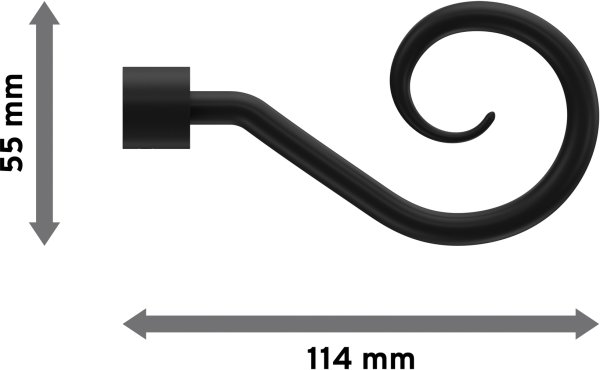 Endstücke Allegra (Spirale) Schwarz für Gardinenstangen 16 mm Ø (2 Stück)
