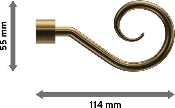 Endstücke Allegra (Spirale) Messing Antik für Gardinenstangen 16 mm Ø (2 Stück)