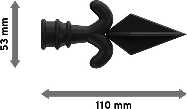 Endstücke Matteo (Pfeil) Schwarz für Gardinenstangen 16 mm Ø (2 Stück)