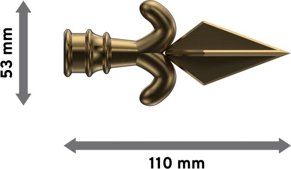 Endstücke Matteo (Pfeil) Messing Antik für Gardinenstangen 16 mm Ø (2 Stück)