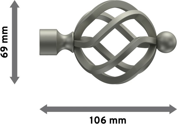 Endstücke Paolo (Schmiedekugel) Chrom matt für Gardinenstangen 16 mm Ø (2 Stück)