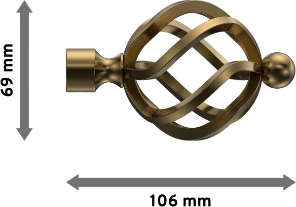 Endstücke Paolo (Schmiedekugel) Messing Antik für Gardinenstangen 16 mm Ø (2 Stück)