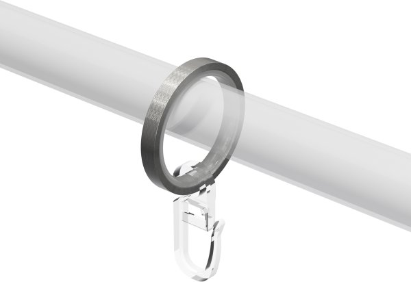 Ringe (Flachringe) mit Einlage Edelstahl-Optik Typ E16 für Gardinenstangen 16 mm Ø