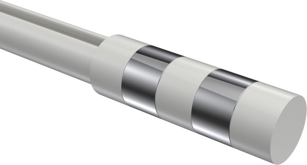 Endstücke Mavell (Zylinder) Weiß / Chrom für Gardinenstangen 20 mm Ø (2 Stück)
