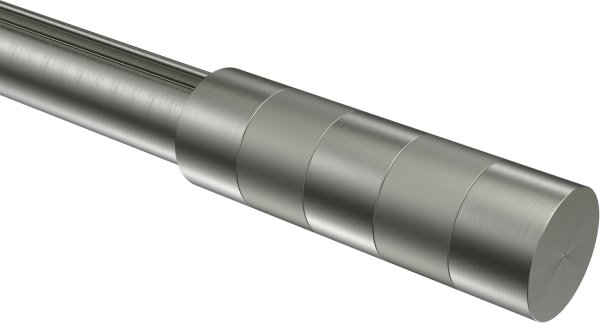 Endstücke Mavell (Zylinder) Edelstahl-Optik / Satin-Silber für Gardinenstangen 20 mm Ø (2 Stück)