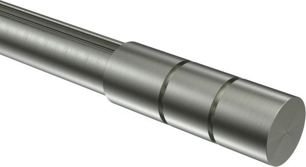 Endstücke Elanto (Rillenzylinder) Edelstahl-Optik für Gardinenstangen 20 mm Ø (2 Stück)