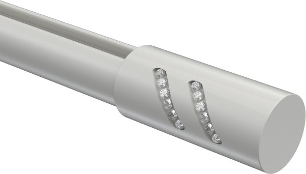 Endstücke Zoena (Zylinder Glitzer) Weiß für Gardinenstangen 20 mm Ø (2 Stück)