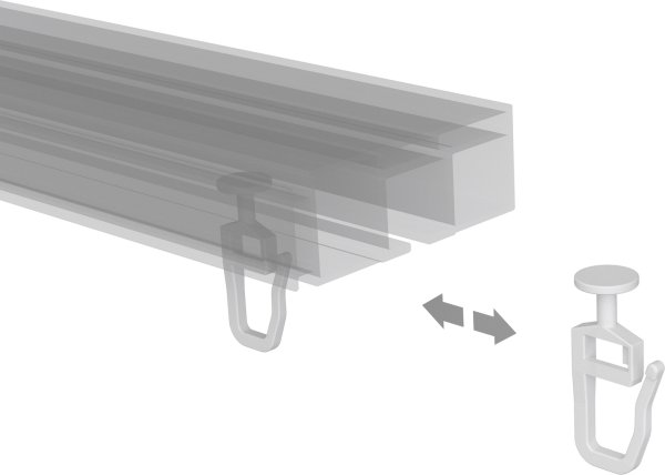 Faltengleiter Rundkopf 9 mm Ø mit Faltenhaken Kunststoff für Gardinenschienen / Innenlaufstangen (100 Stück)