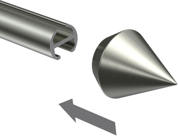 Endstücke Castello (Doppelkegel) Edelstahl-Optik für Gardinenstangen 16 mm Ø (2 Stück)