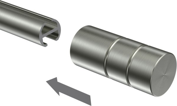 Endstücke Caras (Rillenzylinder) Edelstahl-Optik für Gardinenstangen 16 mm Ø (2 Stück)