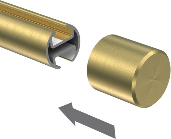 Endstücke Santo (Kappe) Messing-Optik für Gardinenstangen 20 mm Ø (2 Stück)