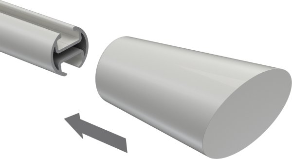 Endstücke Bento (Konus / Schräge) Weiß für Gardinenstangen 20 mm Ø (2 Stück)