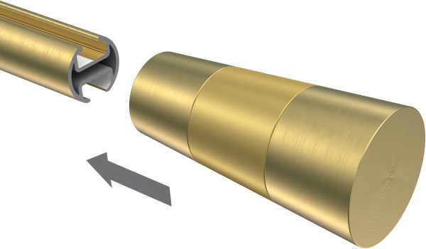 Endstücke Tanara (Konus) Messing-Optik / Satin-Gold für Gardinenstangen 20 mm Ø (2 Stück)
