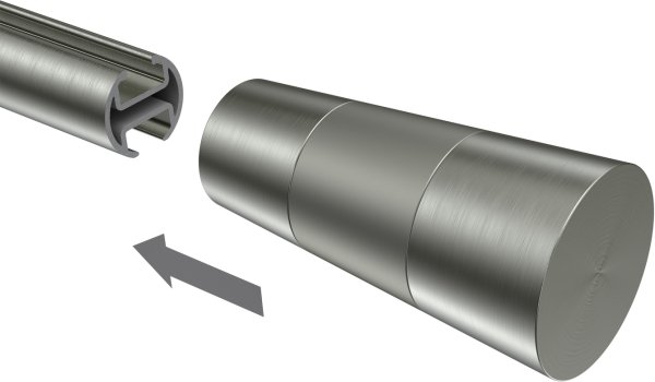 Endstücke Tanara (Konus) Edelstahl-Optik / Satin-Silber für Gardinenstangen 20 mm Ø (2 Stück)