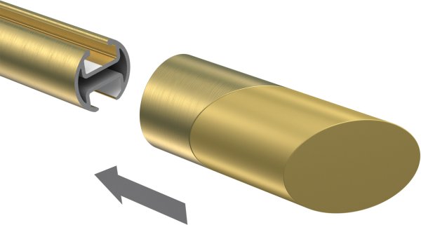 Endstücke Verano (Schräge) Messing-Optik / Satin-Gold für Gardinenstangen 20 mm Ø (2 Stück)