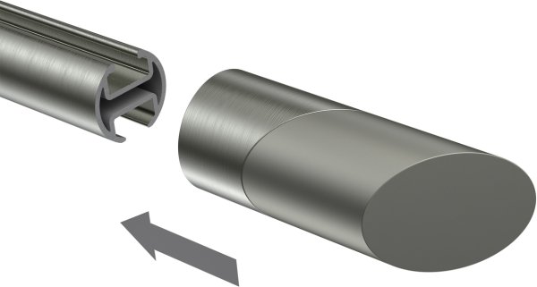 Endstücke Verano (Schräge) Edelstahl-Optik / Satin-Silber für Gardinenstangen 20 mm Ø (2 Stück)