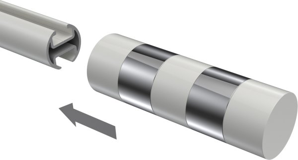 Endstücke Mavell (Zylinder) Weiß / Chrom für Gardinenstangen 20 mm Ø (2 Stück)