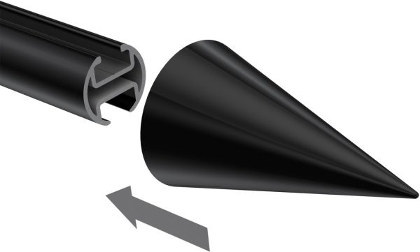 Endstücke Savio (Kegel) Schwarz für Gardinenstangen 20 mm Ø (2 Stück)