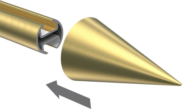 Endstücke Savio (Kegel) Messing-Optik für Gardinenstangen 20 mm Ø (2 Stück)