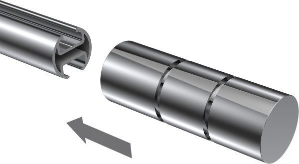 Endstücke Elanto (Rillenzylinder) Chrom für Gardinenstangen 20 mm Ø (2 Stück)