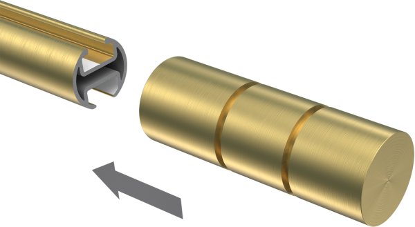 Endstücke Elanto (Rillenzylinder) Messing-Optik für Gardinenstangen 20 mm Ø (2 Stück)