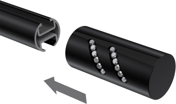 Endstücke Zoena (Zylinder Glitzer) Schwarz für Gardinenstangen 20 mm Ø (2 Stück)