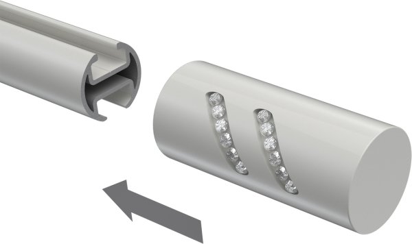 Endstücke Zoena (Zylinder Glitzer) Weiß für Gardinenstangen 20 mm Ø (2 Stück)