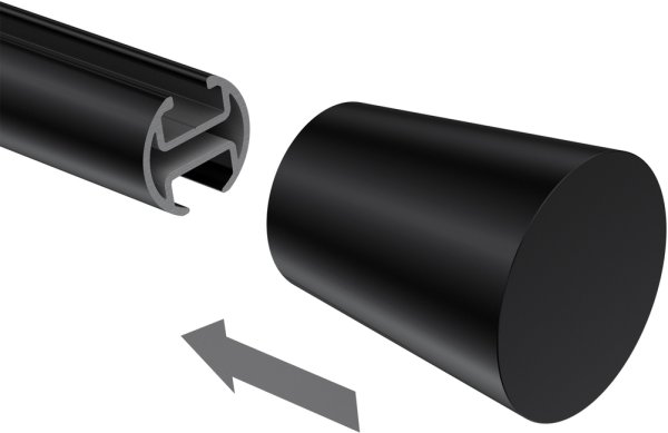 Endstücke Sitra (Konus) Schwarz für Gardinenstangen 20 mm Ø (2 Stück)