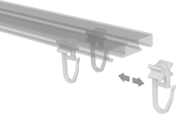 Faltengleiter / X-Gleiter mit Faltenhaken Kunststoff für Gardinenschienen / Innenlaufstangen (100 Stück)