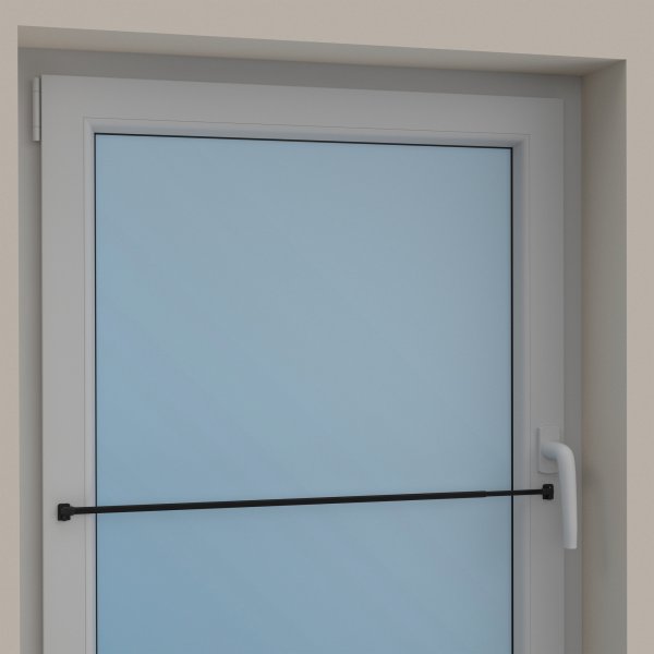 Vitragestangen mit Klebehaken Metall / Kunststoff Geno Schwarz (2 Stück) ausziehbar