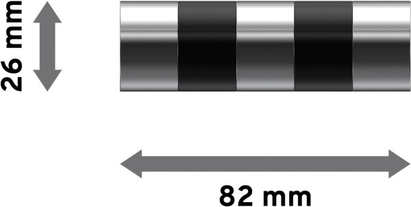Endstücke Mavell (Zylinder) Chrom / Schwarz für Gardinenstangen 20 mm Ø (2 Stück)