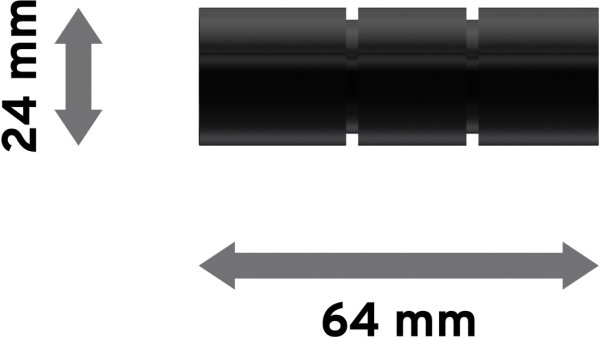 Endstücke Elanto (Rillenzylinder) Schwarz für Gardinenstangen 20 mm Ø (2 Stück)
