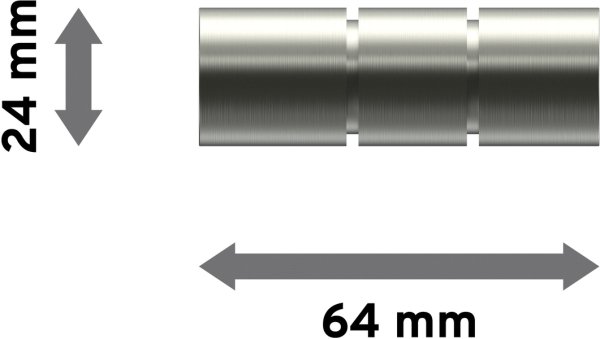 Endstücke Elanto (Rillenzylinder) Edelstahl-Optik für Gardinenstangen 20 mm Ø (2 Stück)